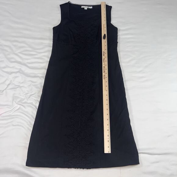 Boden Dress Sheath US Size 6R Black Sleeveless Front Lace Detail Lined Classic - Picture 7 of 14